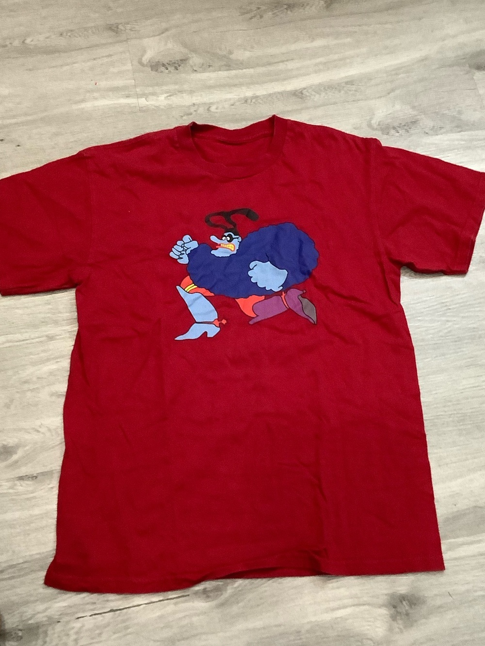 Men's Red Short-Sleeve Graphic Tee - Bold Cartoon Print
